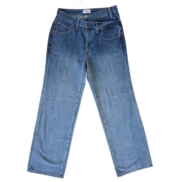 PISTOLA Bobbie Crossover Waist Jeans Wide Leg Jeans Size 26 Indigo Ombré Fade - Picture 9 of 12